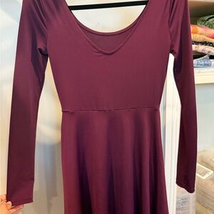 Elegant Plum Long Sleeve Skater Dress